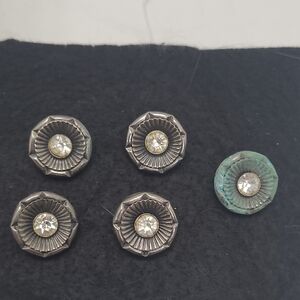Vintage Silver Tone Metal and Rhinestone Buttons